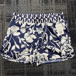 Floral Navy Elastic Waist Shorts Medium A New Day Coastal